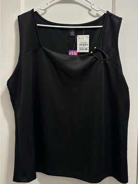 Dressy Black Tank with Gold Ring Accent